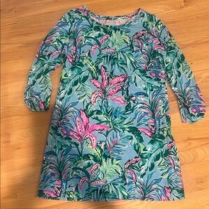 Lilly Pulitzer Pink and Blue Sheath Dress 3/4 Sleeve